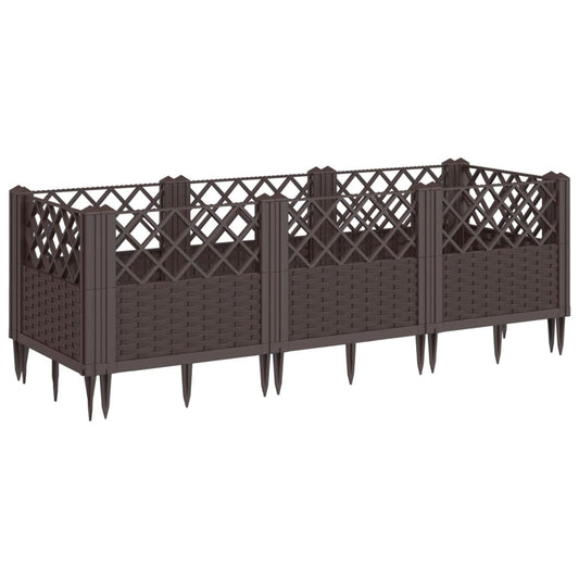 Garden Planter with Pegs Brown 123.5x43.5x43.5 cm PP Garden Planter with Pegs Brown 123.5x43.5x43.5 cm PP
