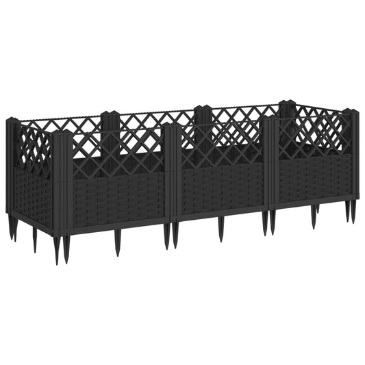 Garden Planter with Pegs Black 123.5x43.5x43.5 cm PP Garden Planter with Pegs Black 123.5x43.5x43.5 cm PP