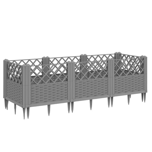 Garden Planter with Pegs Light Grey 123.5x43.5x43.5 cm PP Garden Planter with Pegs Light Grey 123.5x43.5x43.5 cm PP