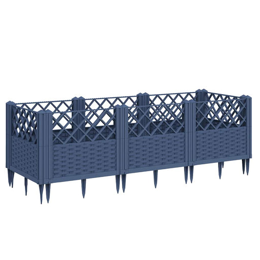 Garden Planter with Pegs Blue Grey 123.5x43.5x43.5 cm PP Garden Planter with Pegs Blue Grey 123.5x43.5x43.5 cm PP