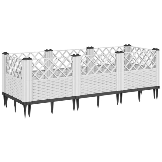 Garden Planter with Pegs White 123.5x43.5x43.5 cm PP Garden Planter with Pegs White 123.5x43.5x43.5 cm PP