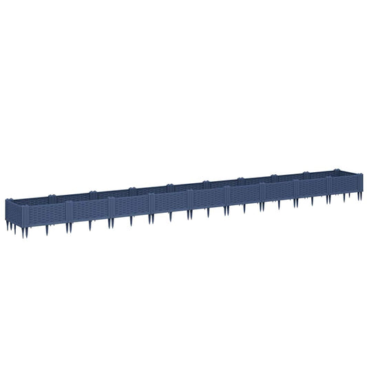 Garden Planter with Pegs Blue Grey 362.5x42.5x28.5 cm PP Garden Planter with Pegs Blue Grey 362.5x42.5x28.5 cm PP