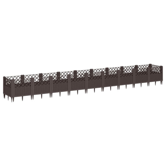 Garden Planter with Pegs Brown 363.5x43.5x43.5 cm PP Garden Planter with Pegs Brown 363.5x43.5x43.5 cm PP