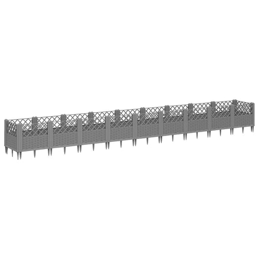 Garden Planter with Pegs Light Grey 363.5x43.5x43.5 cm PP Garden Planter with Pegs Light Grey 363.5x43.5x43.5 cm PP