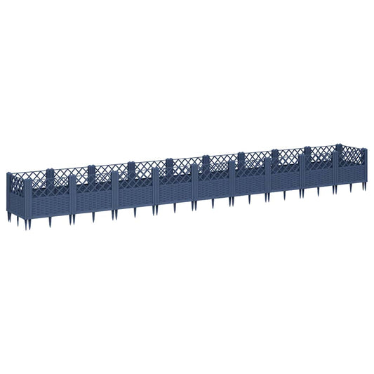 Garden Planter with Pegs Blue Grey 363.5x43.5x43.5 cm PP Garden Planter with Pegs Blue Grey 363.5x43.5x43.5 cm PP