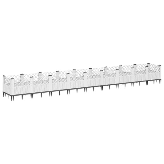 Garden Planter with Pegs White 363.5x43.5x43.5 cm PP Garden Planter with Pegs White 363.5x43.5x43.5 cm PP