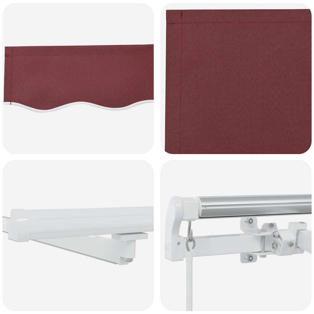 Manual Retractable Awning with LED Burgundy 500x300 cm