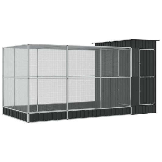 Aviary with Extension Silver 416x203x216 cm Steel Aviary with Extension Silver 416x203x216 cm Steel