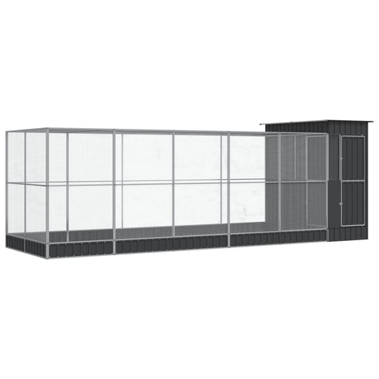 Aviary with Extension Silver 623x203x216 cm Steel Aviary with Extension Silver 623x203x216 cm Steel