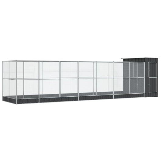 Aviary with Extension Silver 830x203x216 cm Steel Aviary with Extension Silver 830x203x216 cm Steel