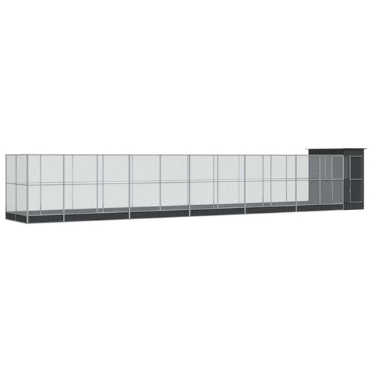 Aviary with Extension Silver 1244x203x216 cm Steel Aviary with Extension Silver 1244x203x216 cm Steel