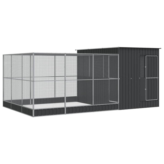 Aviary with Extension Silver 497x303x216 cm Steel Aviary with Extension Silver 497x303x216 cm Steel