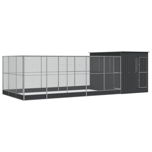 Aviary with Extension Silver 704x303x216 cm Steel Aviary with Extension Silver 704x303x216 cm Steel