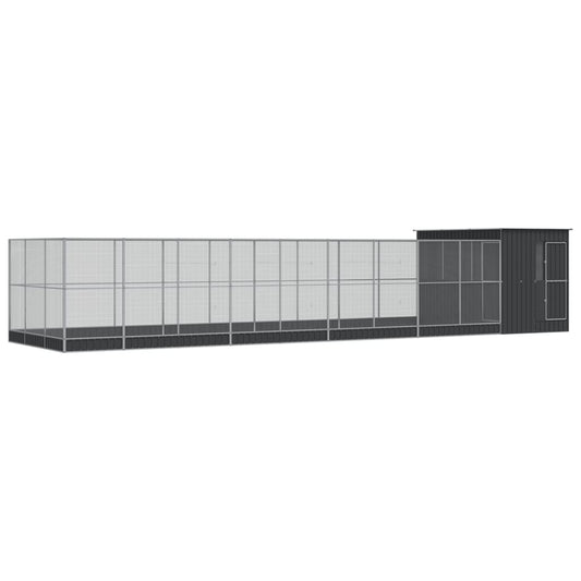 Aviary with Extension Silver 1118x303x216 cm Steel Aviary with Extension Silver 1118x303x216 cm Steel