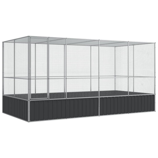 Aviary with Extension Silver 418x207x212 cm Steel Aviary with Extension Silver 418x207x212 cm Steel