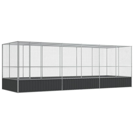Aviary with Extension Silver 625x207x212 cm Steel Aviary with Extension Silver 625x207x212 cm Steel