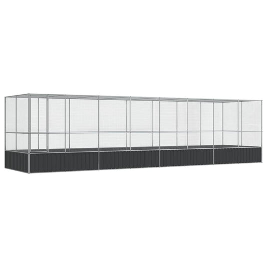 Aviary with Extension Silver 832x207x212 cm Steel Aviary with Extension Silver 832x207x212 cm Steel