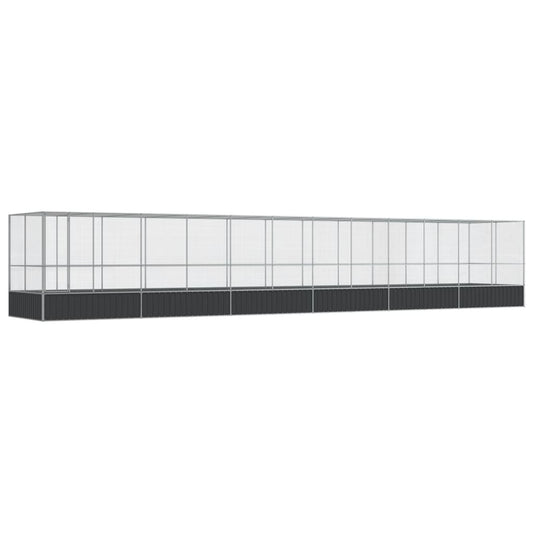 Aviary with Extension Silver 1246x207x212 cm Steel Aviary with Extension Silver 1246x207x212 cm Steel