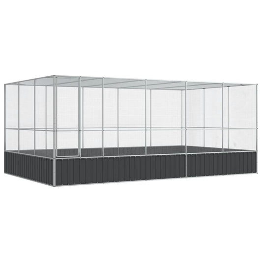Aviary with Extension Silver 518x307x212 cm Steel Aviary with Extension Silver 518x307x212 cm Steel