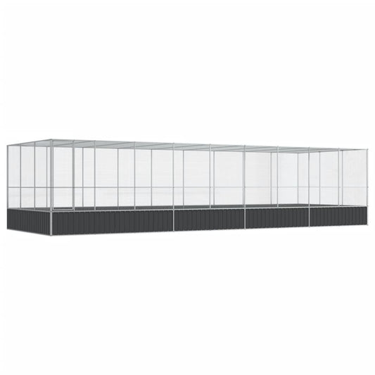 Aviary with Extension Silver 932x307x212 cm Steel Aviary with Extension Silver 932x307x212 cm Steel
