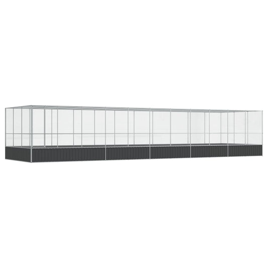Aviary with Extension Silver 1139x307x212 cm Steel Aviary with Extension Silver 1139x307x212 cm Steel