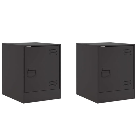 Bedside Cabinets 2pcs Black 34,5x39x44 cm Steel Bedside Cabinets 2pcs Black 34,5x39x44 cm Steel