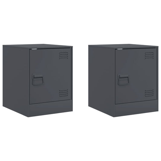 Bedside Cabinets 2 pcs Anthracite 34.5x39x44 cm Steel Bedside Cabinets 2 pcs Anthracite 34.5x39x44 cm Steel