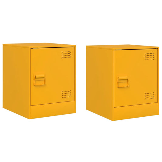 Bedside Cabinets 2 pcs Mustard Yellow 34,5x39x44 cm Steel Bedside Cabinets 2 pcs Mustard Yellow 34,5x39x44 cm Steel