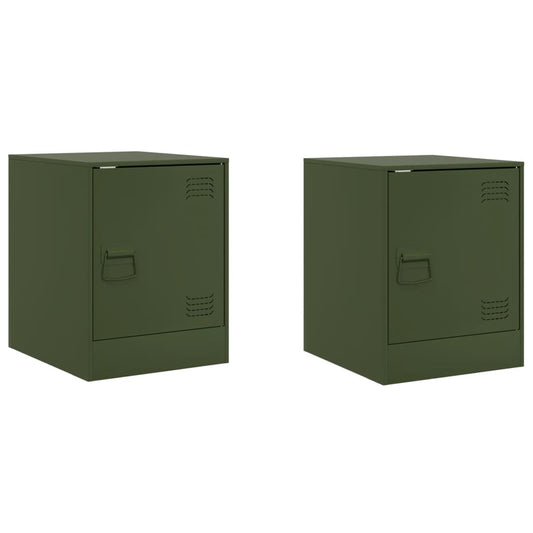 Bedside Cabinets 2 pcs Olive Green 34,5x39x44 cm Steel Bedside Cabinets 2 pcs Olive Green 34,5x39x44 cm Steel