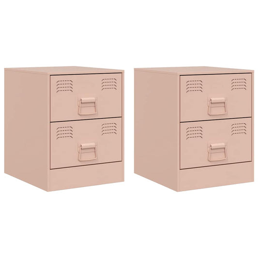 Bedside Cabinets 2 pcs Pink 34.5x39x44 cm Steel Bedside Cabinets 2 pcs Pink 34.5x39x44 cm Steel