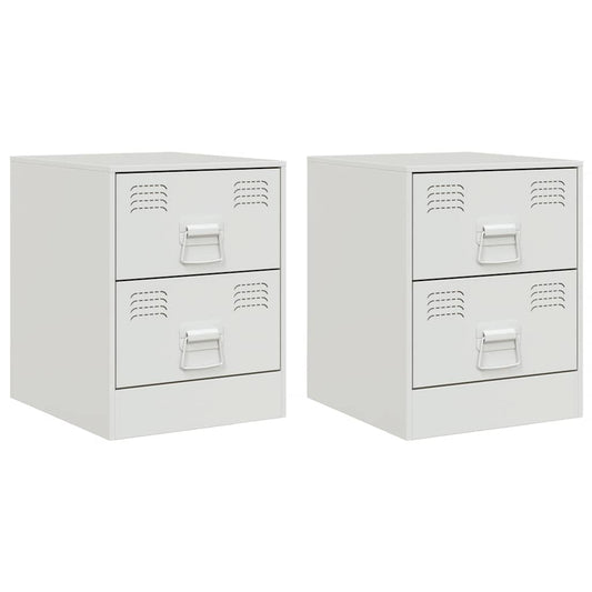 Bedside Cabinets 2 pcs White 34,5x39x44 cm Steel Bedside Cabinets 2 pcs White 34,5x39x44 cm Steel