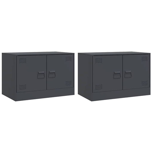 2 Piece TV Cabinet Set Anthracite 67x39x44 cm Steel 2 Piece TV Cabinet Set Anthracite 67x39x44 cm Steel