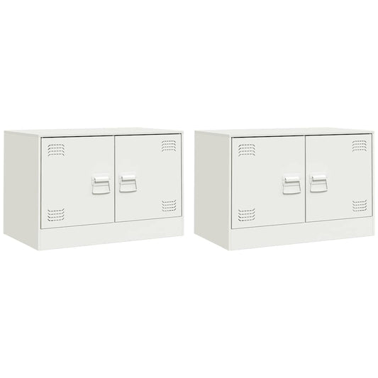 2 Piece TV Cabinet Set White 67x39x44 cm Steel 2 Piece TV Cabinet Set White 67x39x44 cm Steel