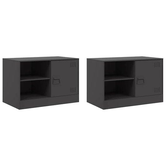2 Piece TV Cabinet Set Black 67x39x44 cm Steel 2 Piece TV Cabinet Set Black 67x39x44 cm Steel