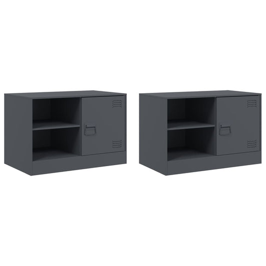 2 Piece TV Cabinet Set Anthracite 67x39x44 cm Steel 2 Piece TV Cabinet Set Anthracite 67x39x44 cm Steel