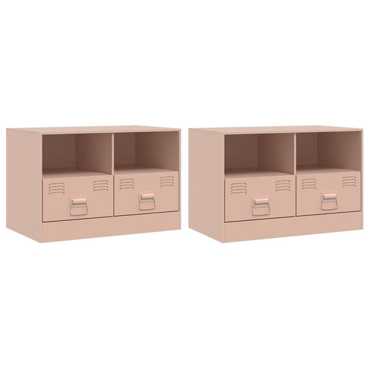 2 Piece TV Cabinet Set Pink 67x39x44 cm Steel 2 Piece TV Cabinet Set Pink 67x39x44 cm Steel