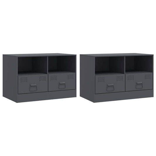 2 Piece TV Cabinet Set Anthracite 67x39x44 cm Steel 2 Piece TV Cabinet Set Anthracite 67x39x44 cm Steel