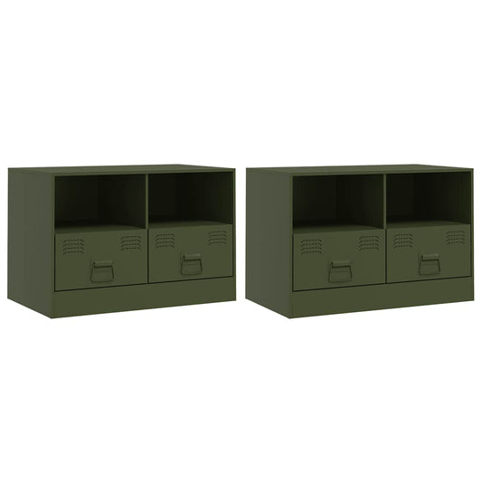 2 Piece TV Cabinet Set Olive Green 67x39x44 cm Steel 2 Piece TV Cabinet Set Olive Green 67x39x44 cm Steel