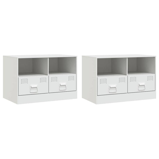 2 Piece TV Cabinet Set White 67x39x44 cm Steel 2 Piece TV Cabinet Set White 67x39x44 cm Steel