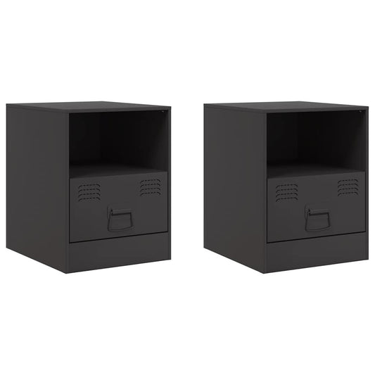 Bedside Cabinet | Set of 2 | Black | Cold-rolled steel | Medium Bedside Cabinet | Set of 2 | Black | Cold-rolled steel | Medium