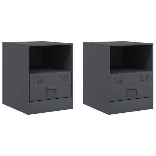 Bedside Cabinet | Set of 2 | Anthracite | Cold-rolled steel Bedside Cabinet | Set of 2 | Anthracite | Cold-rolled steel