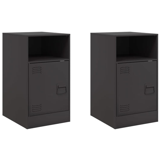 Bedside Cabinets 2pcs Black 34,5x39x62 cm Steel Bedside Cabinets 2pcs Black 34,5x39x62 cm Steel