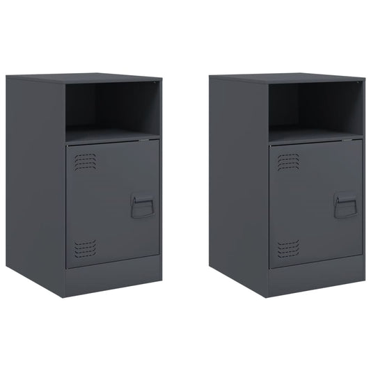 Bedside Cabinets 2pcs Anthracite 34,5x39x62 cm Steel Bedside Cabinets 2pcs Anthracite 34,5x39x62 cm Steel