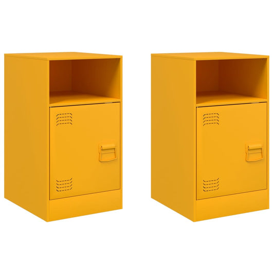 Bedside Cabinets 2 pcs Mustard Yellow 34,5x39x62 cm Steel Bedside Cabinets 2 pcs Mustard Yellow 34,5x39x62 cm Steel