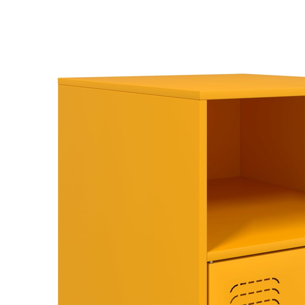 Bedside Cabinets 2 pcs Mustard Yellow 34,5x39x62 cm Steel