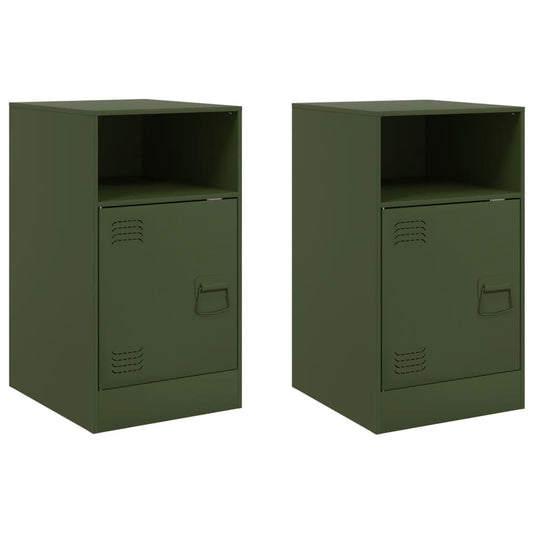 Bedside Cabinets 2 pcs Olive Green 34.5x39x62 cm Steel Bedside Cabinets 2 pcs Olive Green 34.5x39x62 cm Steel
