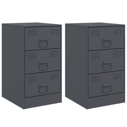 Bedside Cabinets 2 pcs Anthracite 34,5x39x62 cm Steel Bedside Cabinets 2 pcs Anthracite 34,5x39x62 cm Steel
