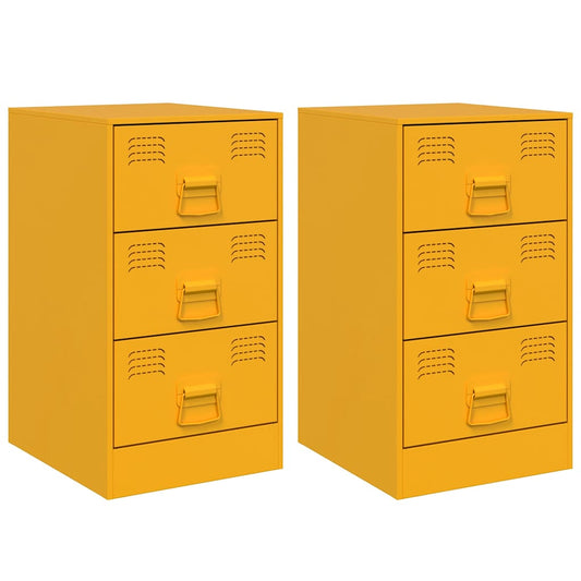 Bedside Cabinets 2 pcs Mustard Yellow 34,5x39x62 cm Steel Bedside Cabinets 2 pcs Mustard Yellow 34,5x39x62 cm Steel