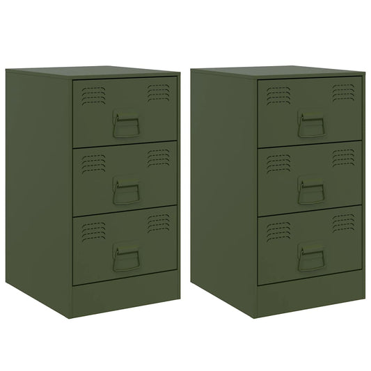 Bedside Cabinets 2 pcs Olive Green 34,5x39x62 cm Steel Bedside Cabinets 2 pcs Olive Green 34,5x39x62 cm Steel
