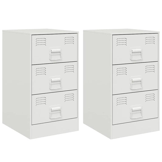 Bedside Cabinets 2 pcs White 34.5x39x62 cm Steel Bedside Cabinets 2 pcs White 34.5x39x62 cm Steel
